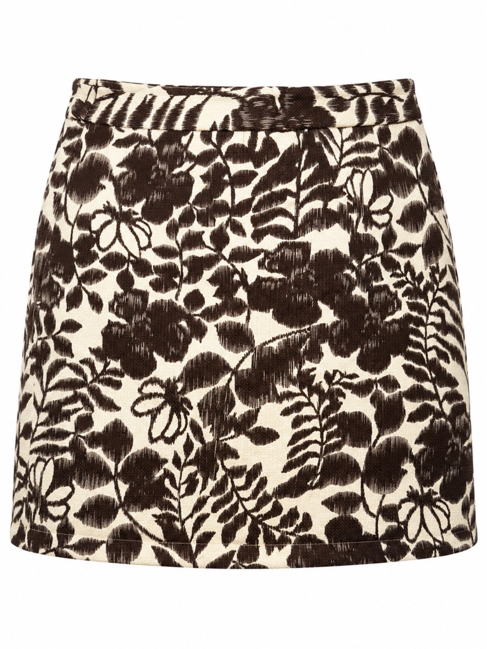 Jones Wear Cream & Brown Floral lined knee length Skirt